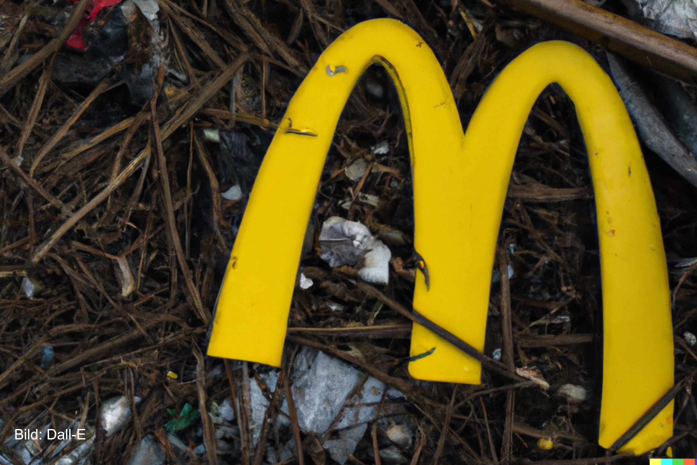 Ein McDonalds-Logo liegt im Dreck. Symbolbild für eine Bad-Ad.