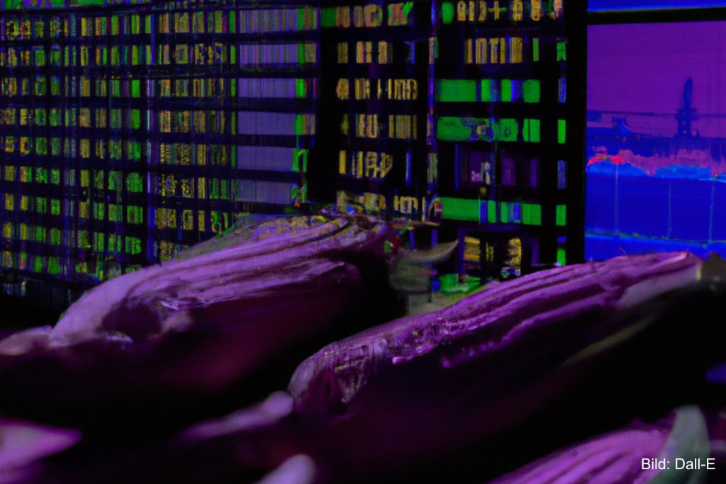 Mais vor einem Chart der Börse. Symbolbild für Lebensmittelspekulationen.