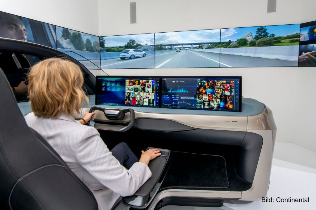 Ein Simulator für das Cockpit der Zukunft von Coninental.