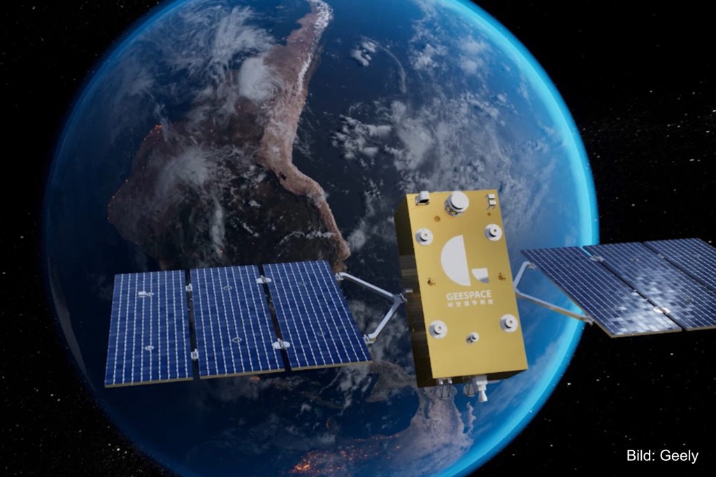 Der Satellit der Geely Tochter Geespace im erdnahen Orbit. Die Technik gilt als Basis für die Elektromobilität und das autonome Fahren.